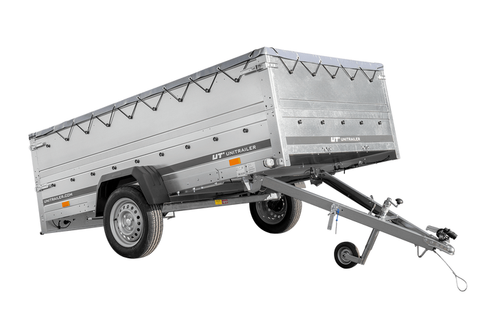 Autotrailer 264x150 UNITRAILER GARDEN 265 KIPP met opzetborden, H-0 frame en grijze huif