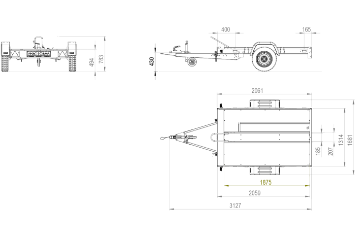 UNITRAILER MOTO 1 motortrailer met veren