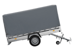 Autoaanhanger met aluminium zijwanden 264x150 Unitrailer Garden 265 KIPP ALU met H-1100 frame en grijze afdekking