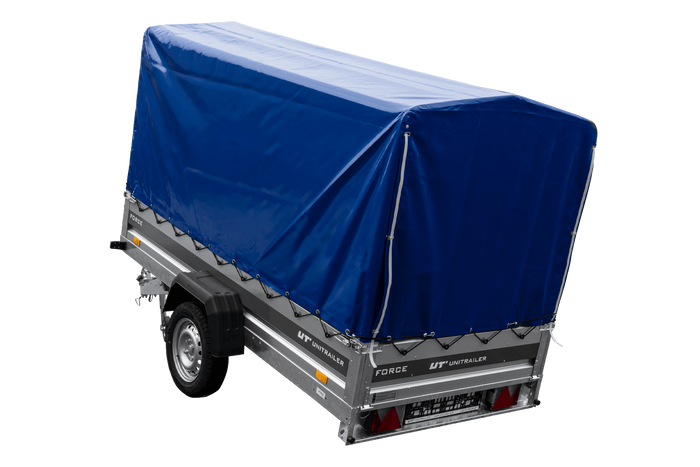 Autotrailer 264x125 UNITRAILER FORCE 264 KIPP met H-1100 frame en blauwe hoes