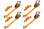 Set van vier UNITRAILER 6m/25mm/1t oranje transportbanden met spaninrichting