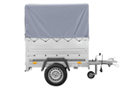 Enkelassige aanhanger 150x106 UNITRAILER GARDEN 150 KIPP met BIS-zijwanden, H-800 frame en grijze afdekking