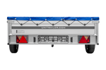 Autoaanhanger met aluminium zijwanden 264x150 Unitrailer Garden 265 KIPP ALU met H-0 frame en blauwe afdekking