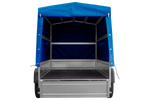 Tweeassige aanhanger 264x125 UNITRAILER GARDEN 264/2 KIPP met H-1100 frame en blauw dekzeil