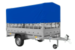 Autoaanhangwagen op veren 264x125 UNITRAILER GARDEN 264/R KIPP met gaaswanden, H-800 frame en blauwe afdekking