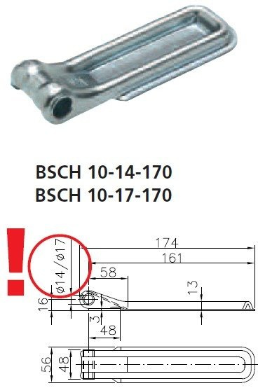 Zijscharnier met handgreep WINTERHOFF BSCH 10-17-170+BSCHG 10-17-A complete aanhangerzijmontage