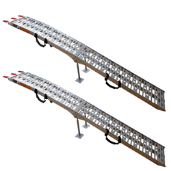 UNITRAILER ALR003 opklapbare aluminium oprijplaten voor aanhangers 221 cm 680 kg met riem en steun, set van 2