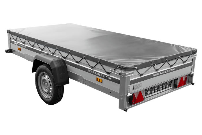 Autoaanhanger met aluminium zijwanden 264x125 Unitrailer Garden 264 KIPP ALU met H-0 frame en grijze afdekking