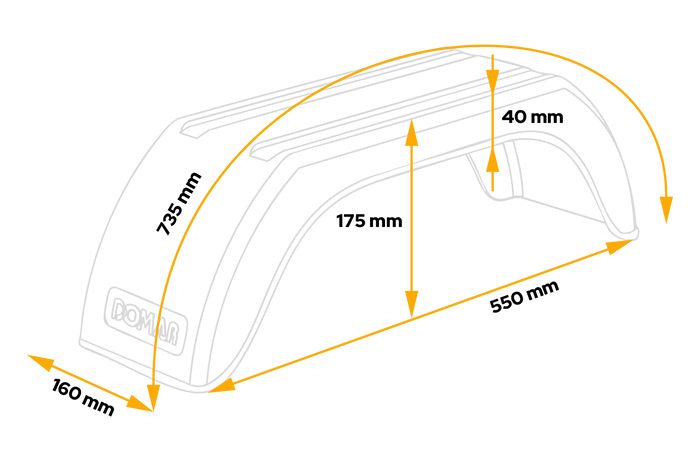 Spatbord voor anhangwagen 8-10" DOMAR D20100 550/160mm wielkast