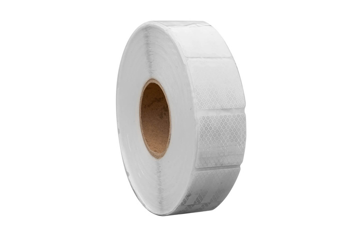 Reflecterende contour tape - wit - met segmenten - 1 meter.