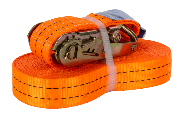 Set van vier UNITRAILER 12m/35mm/2t oranje transportbanden met spaninrichting