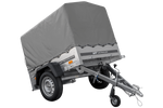 Lichte aanhangwagen met kipper 150x106 met grijs dekzeil, steunwiel en MTM 750 KG frame Garden Trailer 150 KIPP