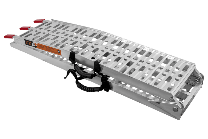 UNITRAILER ALR003 opklapbare aluminium oprijplaat voor aanhanger 221 cm 340 kg met riem en steun