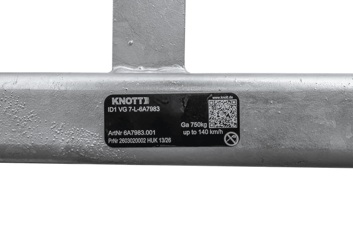 KNOTT VG7-L ongeremde as voor 750kg aanhanger 1125mm 1615mm 4x100