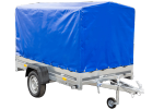 Autoaanhangwagen op veren 230x125 UNITRAILER GARDEN 230/R KIPP met H-1100 frame en blauwe afdekking