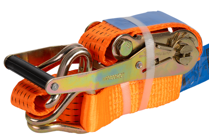 Set van vier UNITRAILER 3m/50mm/5t oranje transportbanden met spaninrichting