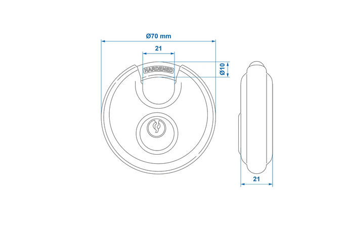 Set van twee ronde hangsloten ProPlus 341319S, schijfsloten, 70 mm