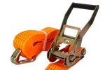 Set van vier UNITRAILER 5m/50mm/5t oranje transportbanden met spaninrichting