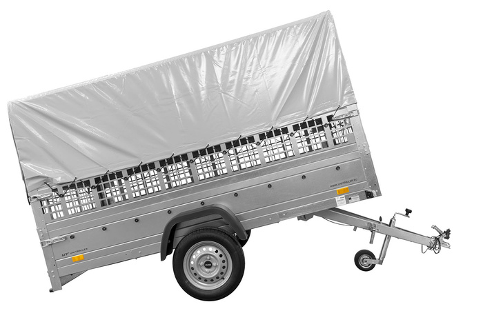 Autoaanhanger 264x125 UNITRAILER GARDEN 264 KIPP met gaaswanden, H-800 frame en grijze kap