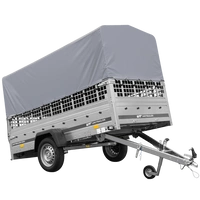 Autoaanhangwagen op veren 264x125 UNITRAILER GARDEN 264/R KIPP met gaaswanden, H-800 frame en grijze afdekking