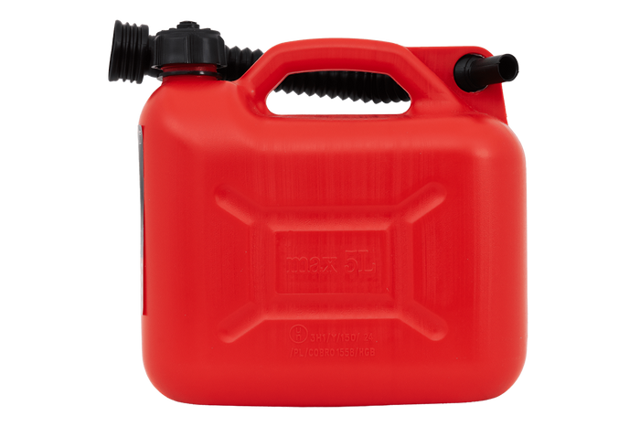 5L HERMON kunststof jerrycan met trechter, rood