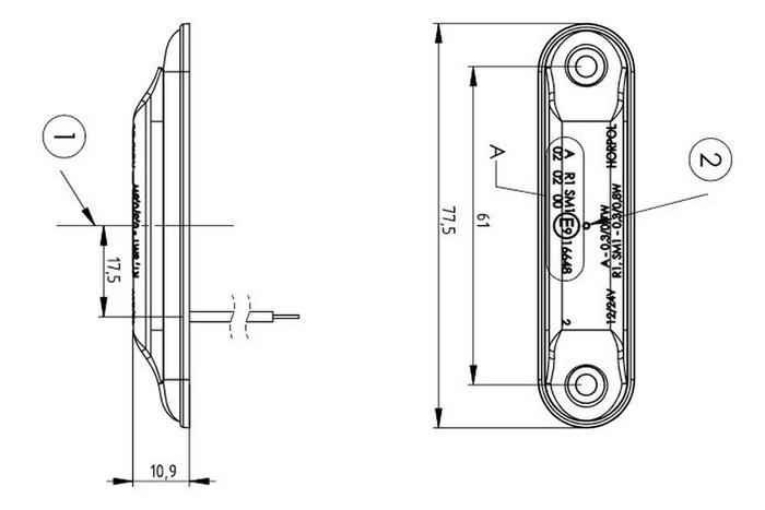 Set van vier HORPOL LD 2328 Slim LED universele markeringslampen