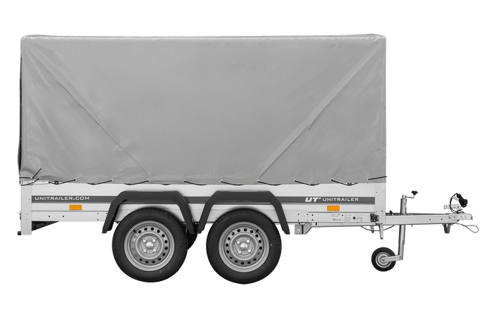 Tweeassige aanhanger 264x125 UNITRAILER GARDEN 264/2 KIPP met H-1100 frame en grijze huif