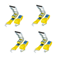Set van vier UNITRAILER 4m/50mm/5t gele transportbanden met spaninrichting