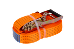 Set van vier UNITRAILER 15m/50mm/5t oranje transportbanden met spaninrichting
