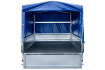 Enkelassige aanhangwagen op veren 264x125 UNITRAILER GARDEN 264/R KIPP met H-800 frame en blauw dekzeil