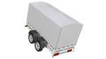 Tweeassige aanhanger 264x125 UNITRAILER GARDEN 264/2 KIPP met H-1100 frame en grijze huif