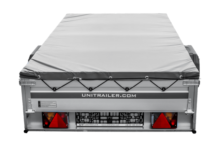Autoaanhanger met aluminium zijwanden 264x125 Unitrailer Garden 264 KIPP ALU met H-0 frame en grijze afdekking