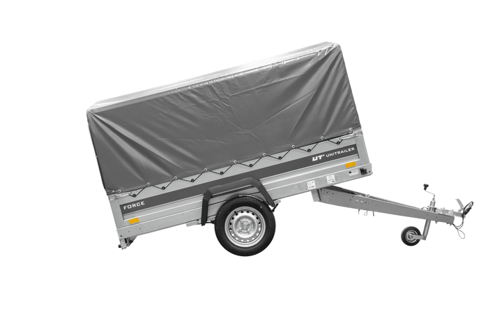 Autotransportaanhanger op veren 230x125 UNITRAILER FORCE 230/R KIPP met H-800 frame en grijze afdekking
