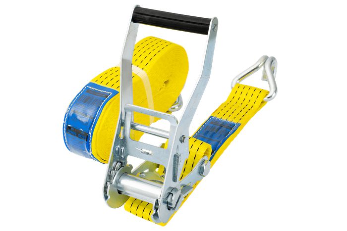 Set van vier UNITRAILER 8m/50mm/5t gele transportbanden met spaninrichting