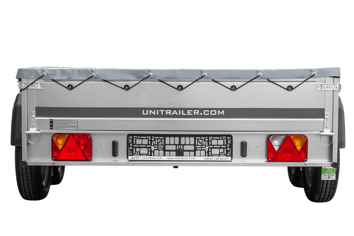 Autoaanhanger 264x150 UNITRAILER GARDEN 265/2 KIPP met H-0 frame en grijze afdekking