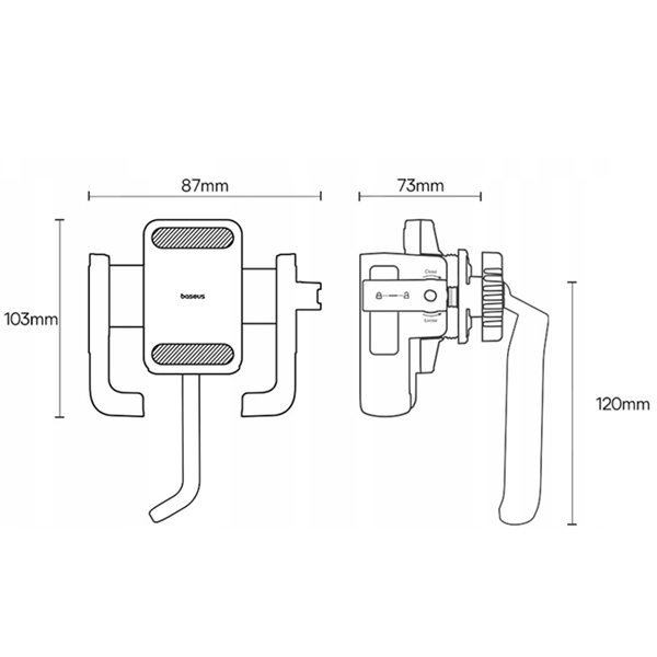 BASEUS GoTrip Series universele fiets-/motorfiets telefoonhouder voor spiegel