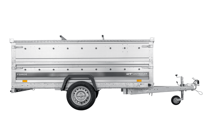 Enkelassige aanhanger op veren 264x125 UNITRAILER FORCE 264/R KIPP met BIS-zijwanden en aluminium afdekking