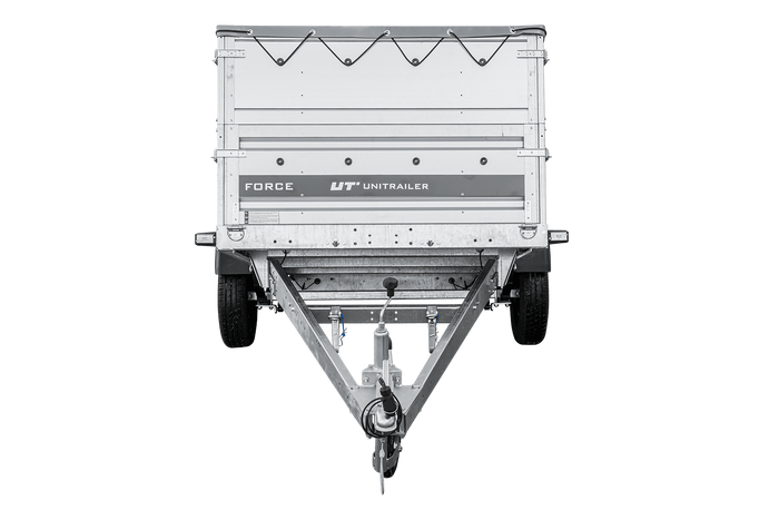 Enkelassige aanhanger op veren 264x125 UNITRAILER FORCE 264/R KIPP met BIS-zijwanden, H-0 frame en grijs dekzeil