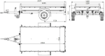 Enkelassige aanhanger 230x125 UNITRAILER GARDEN 230 KIPP met H-800 frame en grijze afdekking