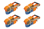 Set van vier UNITRAILER 4m/50mm/5t oranje transportbanden met spaninrichting