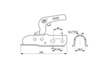 STEELPRESS ZSK-1700D kogelkoppeling voor aanhanger van 1700 kg met 50 mm buisvormige dissel.