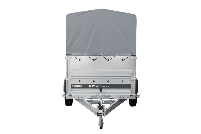 Autotransporter 230x125 UNITRAILER FORCE 230 KIPP met BIS-zijwanden, H-800 frame en grijze afdekking