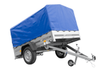 Lichte aanhanger 200x125 UNITRAILER GARDEN 201 KIPP met H-800 frame en blauw dekzeil