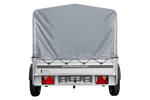 Autoaanhanger op veren met aluminium zijwanden 200x125 Unitrailer Garden 201/R KIPP ALU met H-800 frame en grijze afdekking