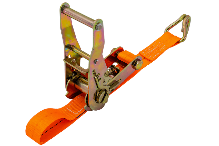 Set van vier UNITRAILER 4m/25mm/1t oranje transportbanden met spaninrichting
