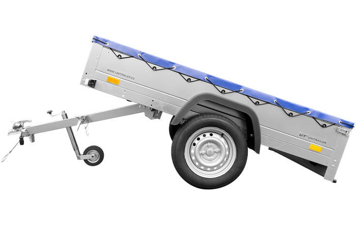 Unitrailer GARDEN TRAILER 201 KIPP met steunwiel, H-0 frame en blauw zeil