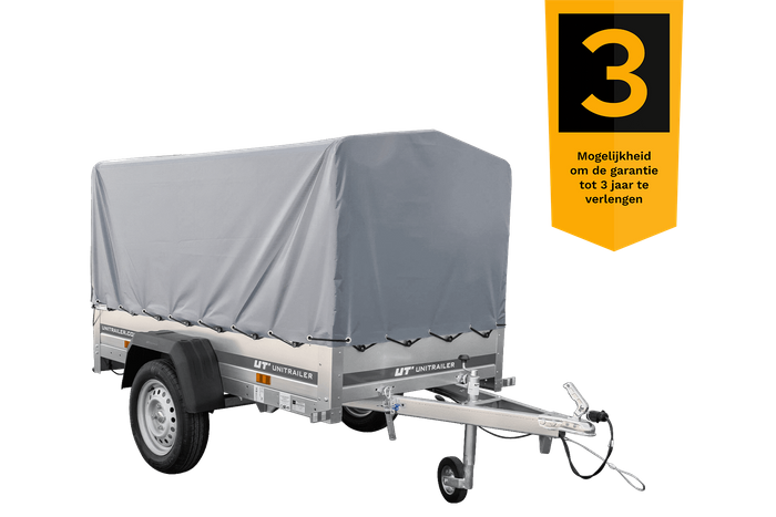 Autotrailer 200x106 UNITRAILER GARDEN 200 KIPP met H-800 frame en grijs dekzeil