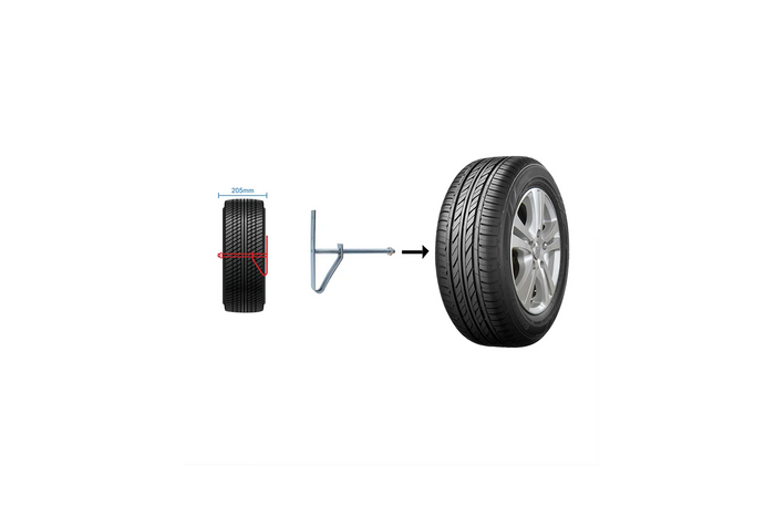 Set van twee ProPlus 390050 wielhangers/bandenrekken voor wandmontage.