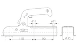 CHOOYO JD.00.53.008 kogelkoppeling voor een aanhanger van 800 kg met een vierkante dissel van 40 mm.