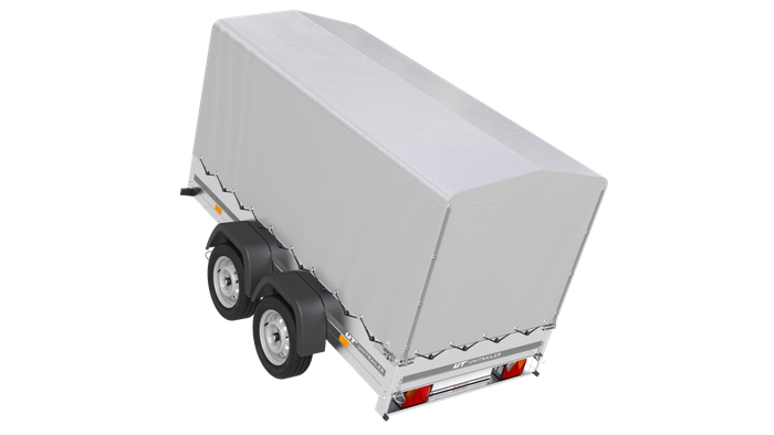 Tweeassige aanhanger 264x125 UNITRAILER GARDEN 264/2 KIPP met H-1100 frame en grijze huif
